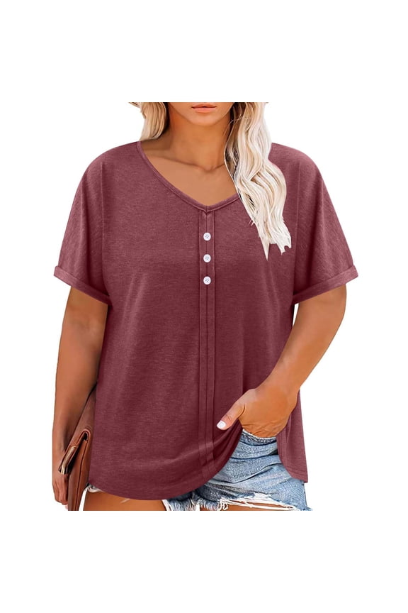 Plus Size Pajama Tops for Women,Summer Casual Loose Fit Button Up Pullover Blouse ,Sizes L-5XL
