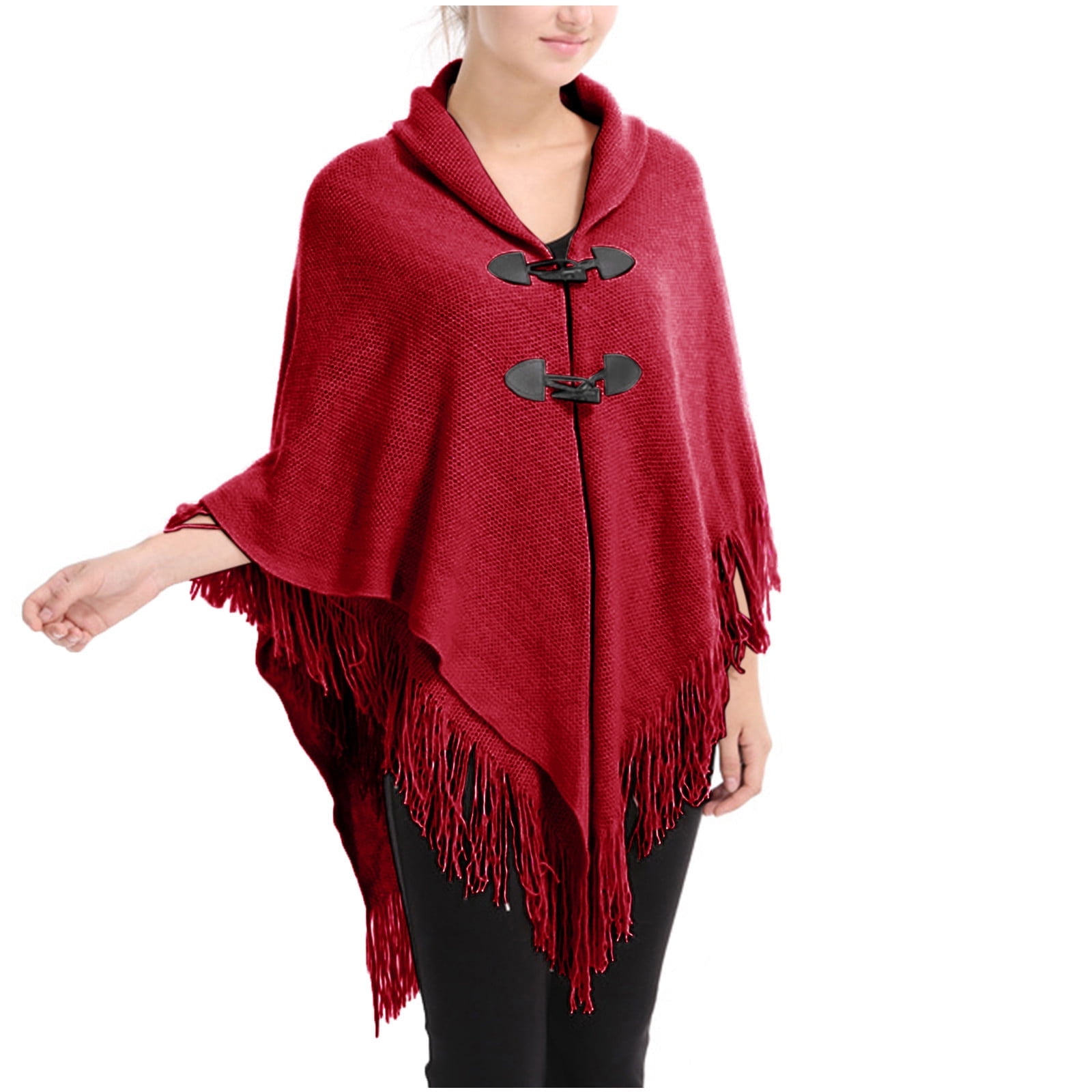 BSDJILFG Plus Size Shawls for Elder Women Vintage Crochet Hooded Tassel Knitted Cape Wrap Sweater for Evening Gown Party Dress