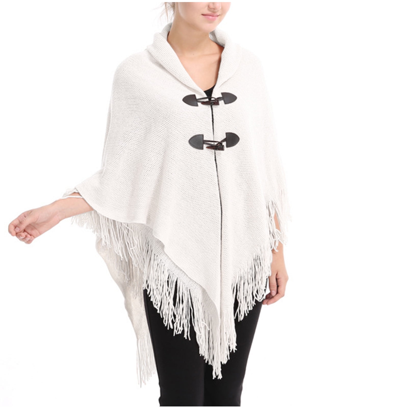 BSDJILFG Plus Size Shawls for Elder Women Vintage Crochet Hooded Tassel Knitted Cape Wrap Sweater for Evening Gown Party Dress