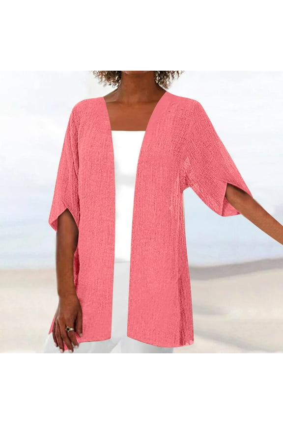 Plus Size Summer Cardigans for Women Half Sleeve Lightweight Duster Shirt Open Front Split Slim Fit Swimwear Bikini Tankini Cover-Ups ,Sizes S-5XL