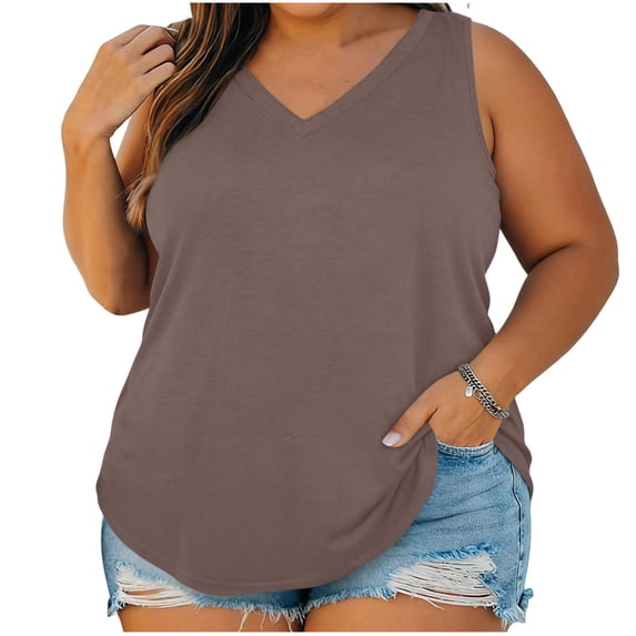 BSDJILFG Plus Size Tank Tops for Women Pajama Cami Shirt Oversized Loose Fit V-Neck Breathable Sleepwear