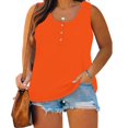 thumbnail image 1 of BSDJILFG Plus Size Tops for Women Casual Flowy Sleeveless Loose Tank Solid Crew Neck Button Up T-Shirts Loose Sleep Pajama Lounge Tops XL-5XL, 1 of 6