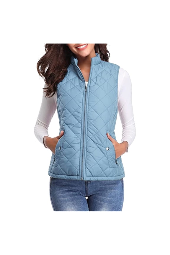 Quilted Jacket Vests for Women Sleeveless Juniors Lightweight Puffer Vests Slim Fit Warm Cozy Outerwear