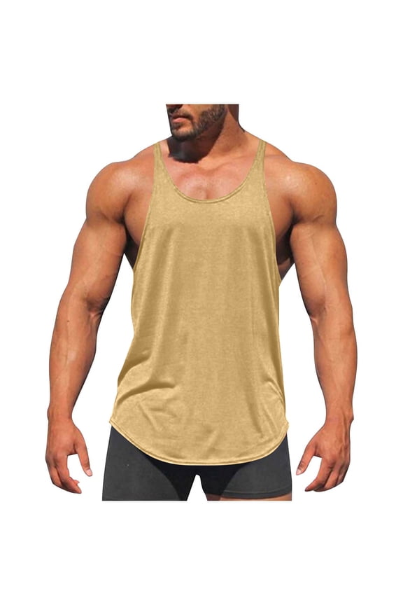 Racerback Tank Tops for Men Summer Quick Drying Gym Shirt Spaghetti Straps Crewneck Workout Camisole