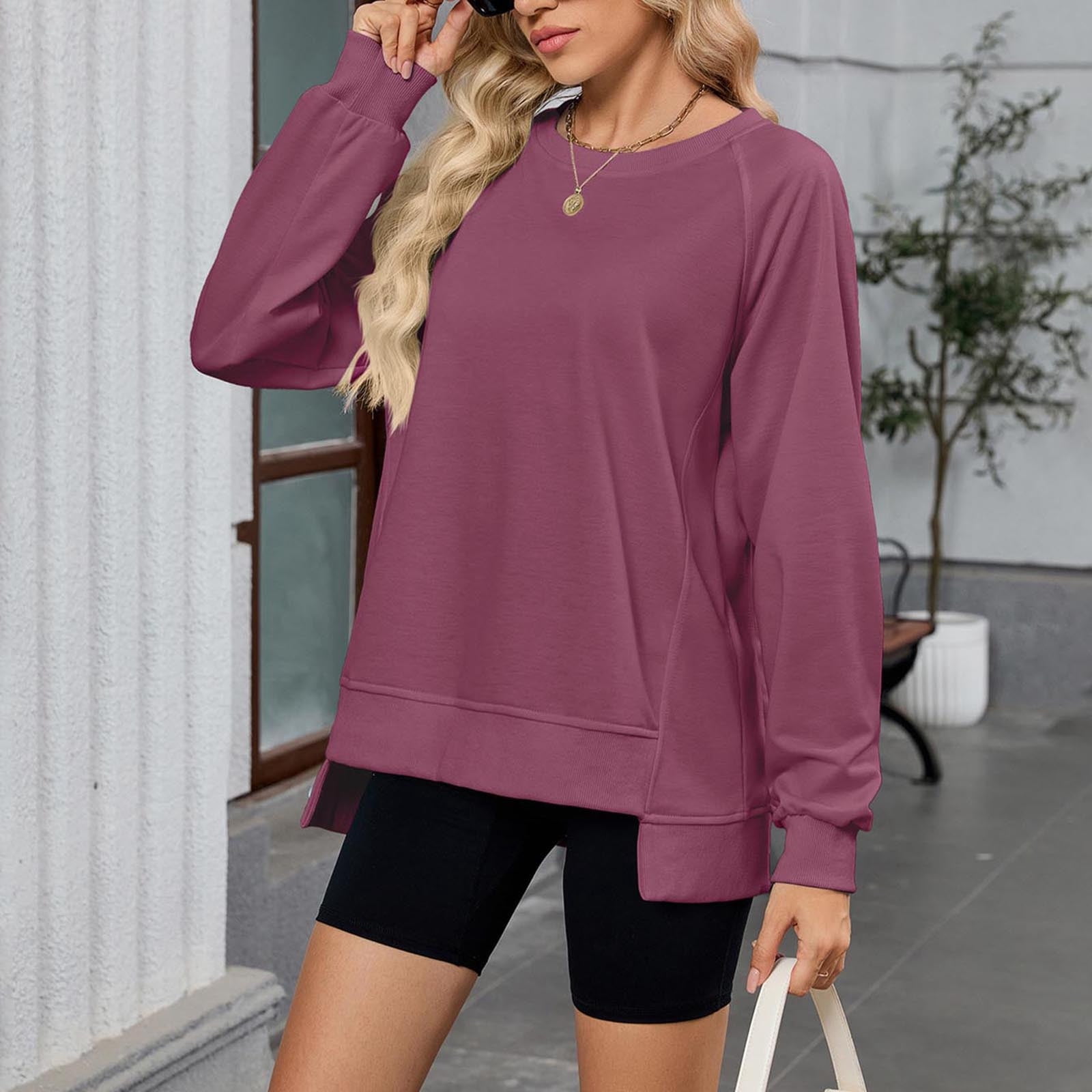BSDJILFG Raglan Sweatshirts for Women Long Sleeve T-Shirt Dressy Casual ...