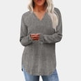 thumbnail image 1 of BSDJILFG Raglan V-Neck Sweatshirts for Women Textured Ribbed Knit Top Long Sleeve Soft Cozy Tunic Blouse, 1 of 8