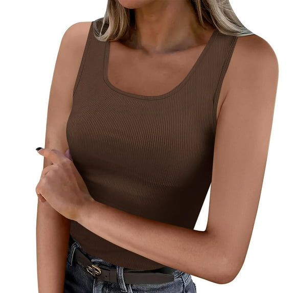 BSDJILFG Ribbed Tank Tops for Women Square Neck Shirt Sleeveless Camisole Quick Drying Slim Fit Bodycon Pullover Blouse