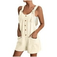 thumbnail image 1 of BSDJILFG Rompers for Women Casual Summer Outfits Adjustable Straps Jumpsuits Button Baggy Short Overalls Loose Comfy Jumpsuit with Pockets, 1 of 7