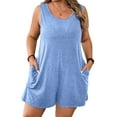 thumbnail image 1 of BSDJILFG Rompers for Women Plus Size Casual Pajama Lounge Sets Crew Neck Pull On Loose Short Overalls Summer Outfits Sleepwear with Pockets,XL-5XL, 1 of 9