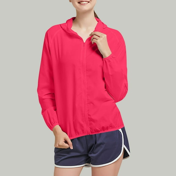 BSDJILFG Scrub Jackets for Women Summer Lightweight Rain Jacket Sun Protection UPF 50  Outdoors Windbreaker for Hiking Camping