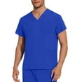 thumbnail image 1 of BSDJILFG Scrub Tops for Men Casual V-Neck Short Sleeve Lightweight Nurse Uniform Work Tops with Pockets, 1 of 9