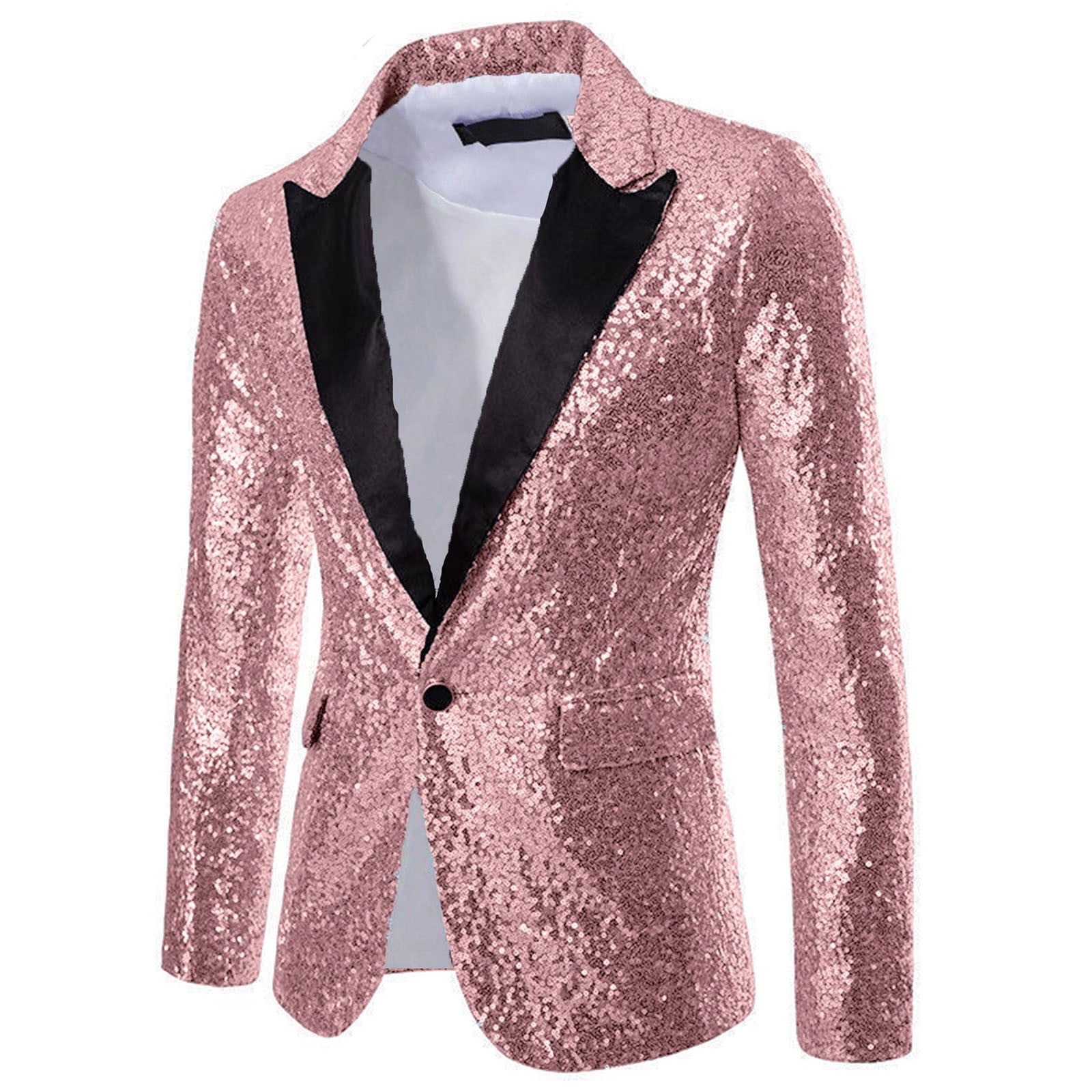 Red Gold Green Men's Tailored Fit Single Breasted One-button Sequins Party Jacket
