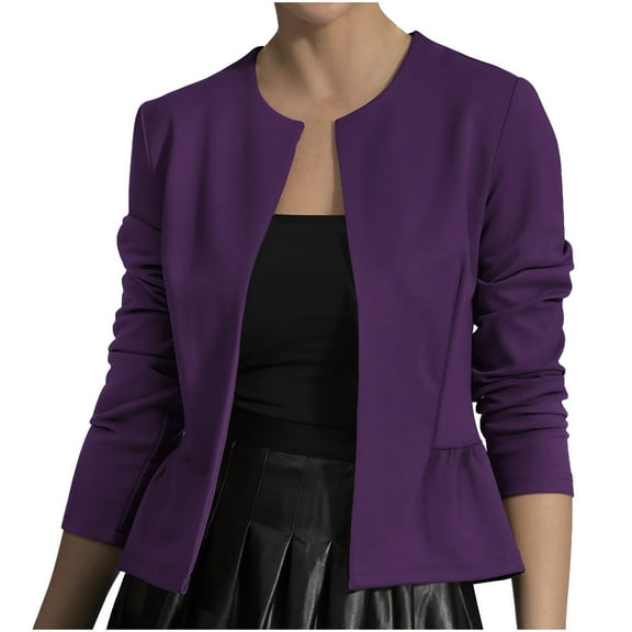 BSDJILFG Short Blazers for Juniors Long Sleeve Dressy Jacket Open Front Business Casual Outerwear