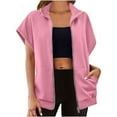 thumbnail image 1 of BSDJILFG Sleeveless Jackets for Women Full Zip Up Sweatshirt Athletic Casual Vests Gym Workout Activewear, 1 of 7