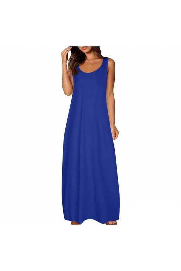 Sleeveless Nightgowns for Women Plus Size Night Dress Maxi Long Night Gowns Sleep Wears Summer Lounge Night Gowns with Pockets