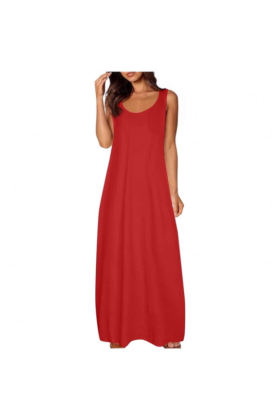 Sleeveless Nightgowns for Women Plus Size Night Dress Maxi Long Night Gowns Sleep Wears Summer Lounge Night Gowns with Pockets