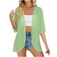 thumbnail image 1 of BSDJILFG Summer Cover Ups for Women 3/4 Sleeve Chiffon Top Dressy Lightweight Open Front Ruffle Cardigans, 1 of 7