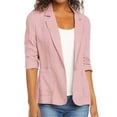 thumbnail image 1 of BSDJILFG Summer Linen Blazers for Women Plus Size Lightweight Suit Jacket ,S-5XL Business Casual Dress Jacket 3/4 Ruched Sleeve Dressy Cardigan, 1 of 2