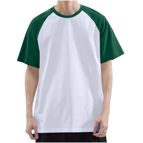 BSDJILFG Summer T-Shirts for Young Men Soft Pj Top Casual Breathable Short Sleeve Color Blocked Sleepwear Shirts