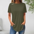 thumbnail image 1 of BSDJILFG Summer Tops for Women Casual Tunic Tops Round Hem Solid Color Short Sleeve Tee Loose Round Neck Flowy T-Shirts Lounge Tops Shirt on ,Sizes S-3XL, 1 of 3