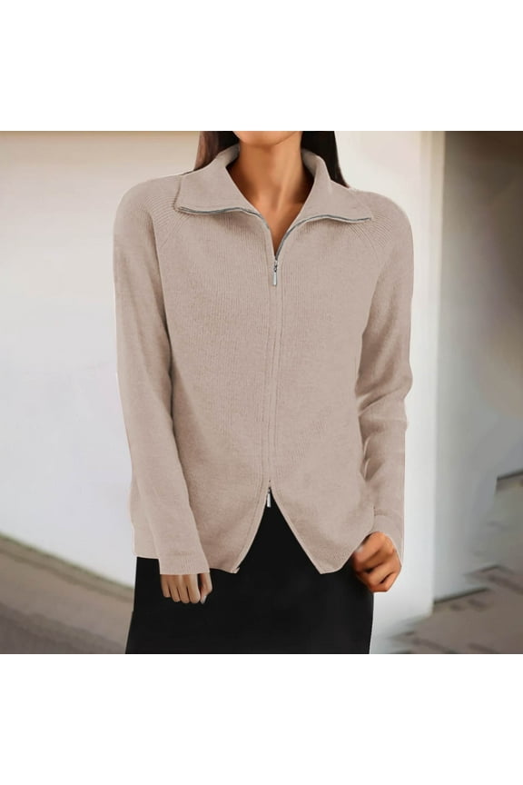 Sweater Jackets for Women Zip Up Knit Shirt Trending 2025 Chunky Knit Warm Cozy Bomber Varsity Jackets Fall Outerwear