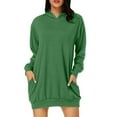 thumbnail image 1 of BSDJILFG Sweatshirt Dress for Women Solid Color Plus Size T-Shirt Women Long Sleeve Pocket Pullover Hoodie Dress Waist Sweatshirt Tops Loungewear ,S-3XL, 1 of 6