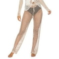 thumbnail image 1 of BSDJILFG Swim Pants for Women Cover Ups Swimsuit Lace Crochet Knitted Hollow Out Bikini Cover Ups Fishnet Elastic Waist Bathing Suit Long Pants Summer Beach Pants ,Black,White and Khaki, 1 of 7