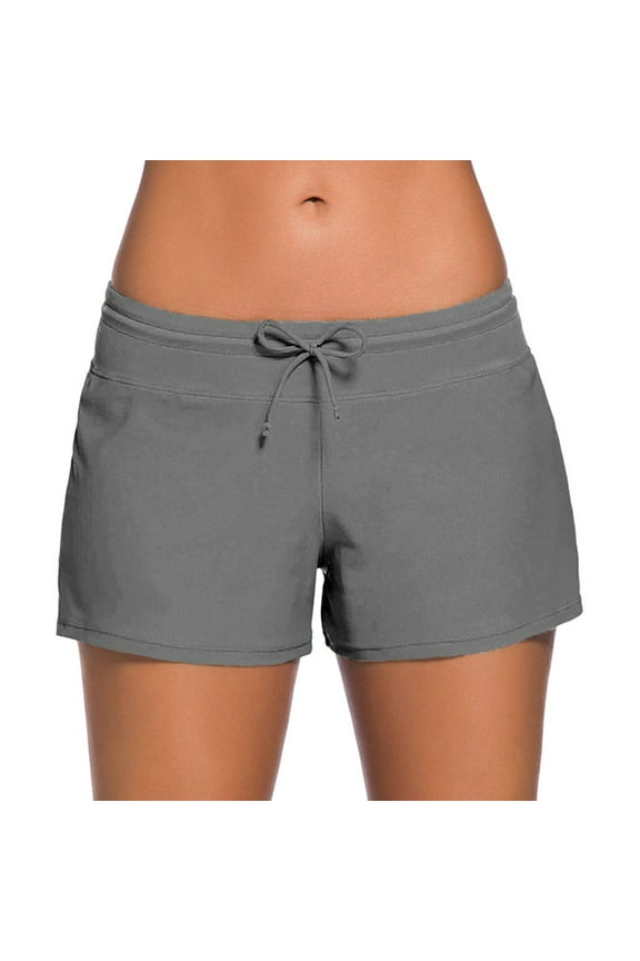 Swim Shorts for Women Summer Beach Vacation Boyshorts Casual Solid Color Swim Trunks Bathing Suit Bottom
