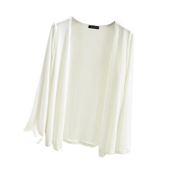 BSDJILFG Swim Suit Cover Up for Women Long Sleeve Shrugs Loose Fit Solid Color Flowy Open Front Cardigan