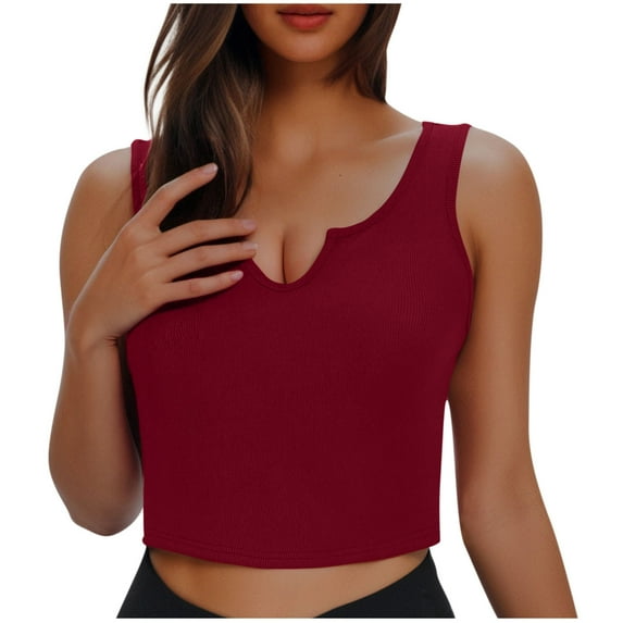 BSDJILFG Swim Top Women Bikini Top Only,High Waisted Textured Knit Tank Top,Y2K Solid Color V-Neck Crop Top for Activewear Swimwear