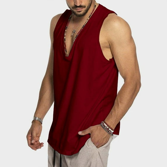 BSDJILFG Tank Tops for Men Casual Solid Summer Breathable Lightweight Tank V Neck Sports Vest Shirts Work Business Wear Active Tops on Clearance