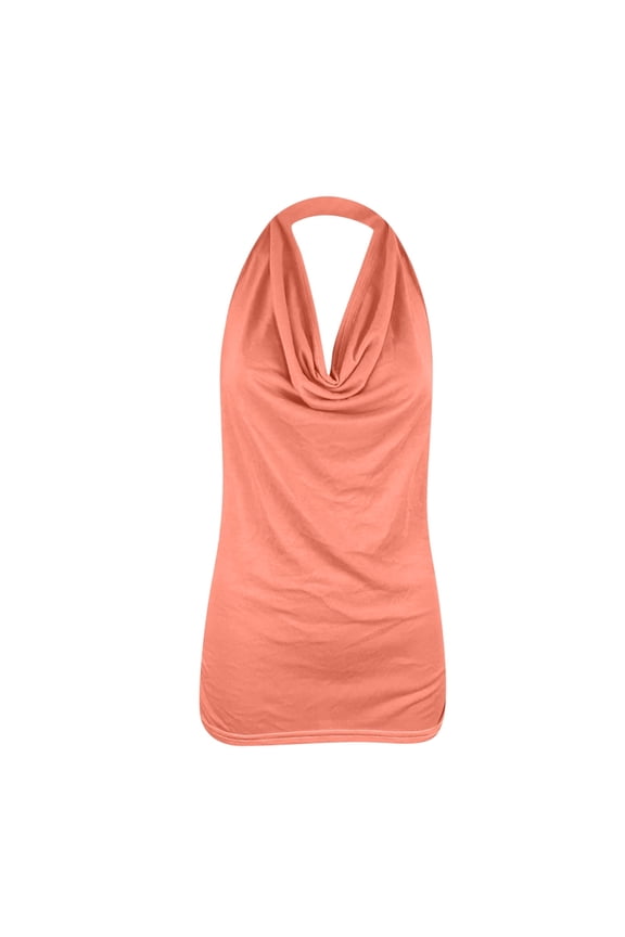 Tops for Womens Halter Neck Tank Backless Sleeveless Tops Cute Deep V Neck Twist Short Shirts Tight Party Nightclub Wrap Dress