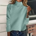 thumbnail image 1 of BSDJILFG Tunic Sweaters for Women Long Sleeve Turtleneck Raglan Basic Tees Textured Ribbed Pullover Blouses Workwear, 1 of 6