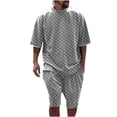 thumbnail image 1 of BSDJILFG Two-Piece Lounge Pajama Sets for Men Casual Solid Color Crew Neck Shirt and Drawstring Shorts M-3XL, 1 of 7