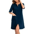 thumbnail image 1 of BSDJILFG Two Piece Pajamas for Women Summer Lightweight Cooling Soft Nightgown Short Sleeve Nightdress Short Nightgown Baggy Zip With Pockets Loose Fit Pajama Sets Loungewear,S-3XL, 1 of 8
