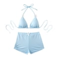 thumbnail image 1 of BSDJILFG Two Piece Swim Suits for Women with Swim Shorts,Halter V-Neck Bikini Sets Triangle String Swimwear Summer 2026, 1 of 6