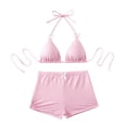 thumbnail image 1 of BSDJILFG Two Piece Swim Suits for Women with Swim Shorts,Halter V-Neck Bikini Sets Triangle String Swimwear Summer 2026, 1 of 6