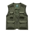 thumbnail image 1 of BSDJILFG Vest Coat for Men Casual Solid Color Multiple Pockets Big and Tall Camping Travelling Hiking Fishing Outdoor Sports Photography Leisure Coat M-5XL, 1 of 4
