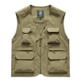 thumbnail image 1 of BSDJILFG Vest Coat for Men Casual Solid Color Multiple Pockets Big and Tall Camping Travelling Hiking Fishing Outdoor Sports Photography Leisure Coat M-5XL, 1 of 7