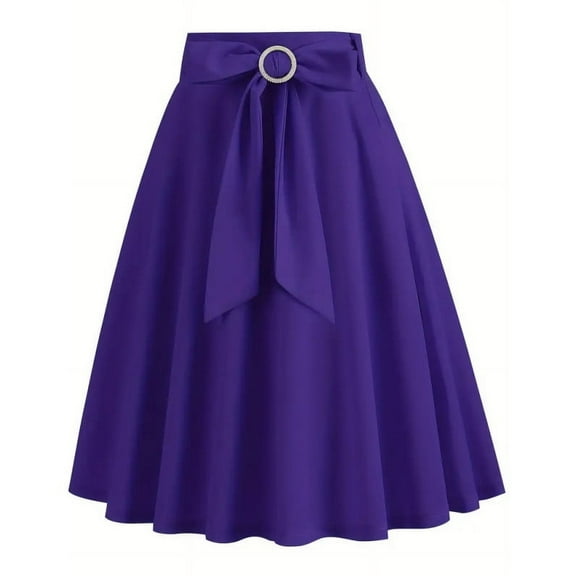 BSDJILFG Vintage 1950s Skirts for Women New Trendy Retro Midi Skirt Lace Up Swing Flowy A-Line Skirts