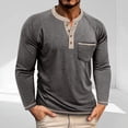 thumbnail image 1 of BSDJILFG Vintage Shirts for Men Long Sleeve Button Up Henley Top Casual Lounge Top Distressed Undershirts with Pockets, 1 of 8