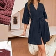 thumbnail image 1 of BSDJILFG Waffle Knit Robes for Women Tie Front Kimonos Long Sleeve Casual Solid Color Short Robes for Lounge & Sleep, 1 of 1