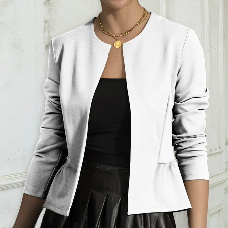 BSDJILFG White Blazers for Women Short Dressy Jacket Work Casual