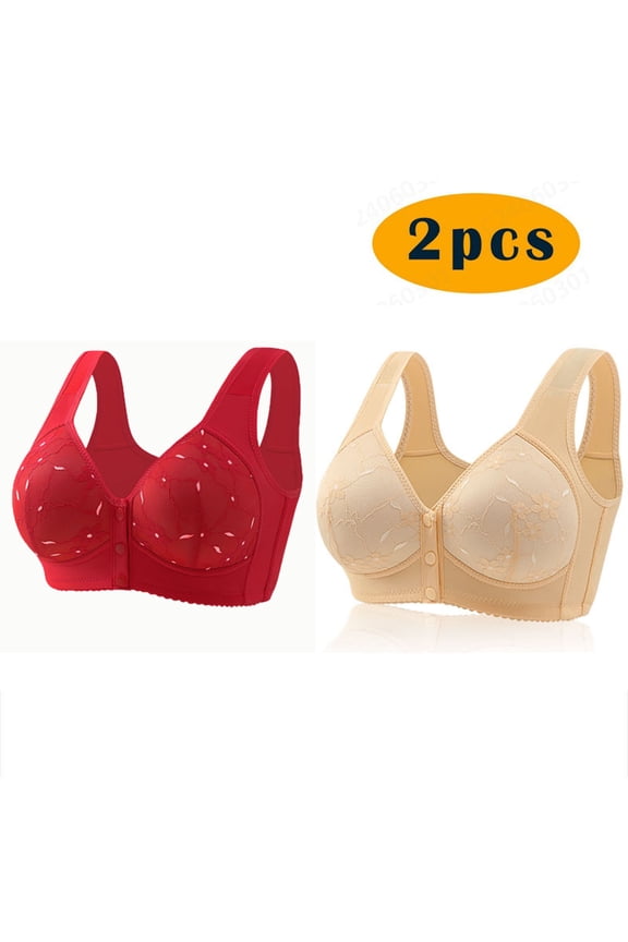 Women's Plus Size Bras S-6XL Wireless Bras for Large Breasted Women Front Closure Multipack Full Coverage Bras,Rollbacks