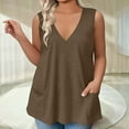 thumbnail image 1 of BSDJILFG Women's Work Tops with Pockets,Plus Size CottSleep Shirts,Breathable Loose Fit V-Neck Sleeveless Tank Tops,Sizes L-4XL, 1 of 6