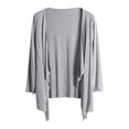 thumbnail image 1 of BSDJILFG Womens Bikini Cover Up Long Sleeve Shrugs Loose Fit Solid Color Flowy Open Front Cardigan, 1 of 5