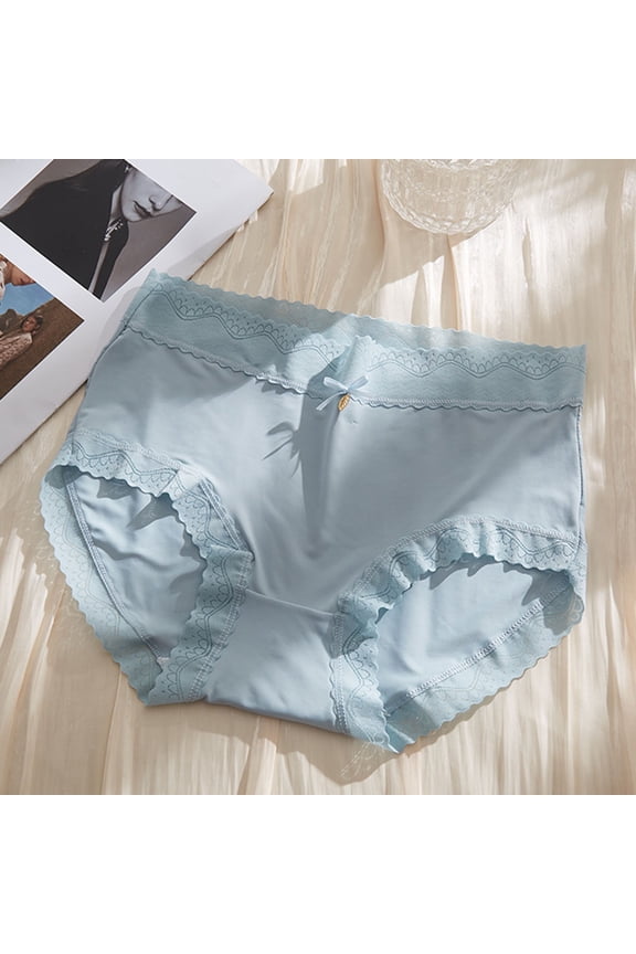 Womens Briefs Cotton Underwear Seamless Silky Panties Medium Waist Solid Color Cheeky Panties