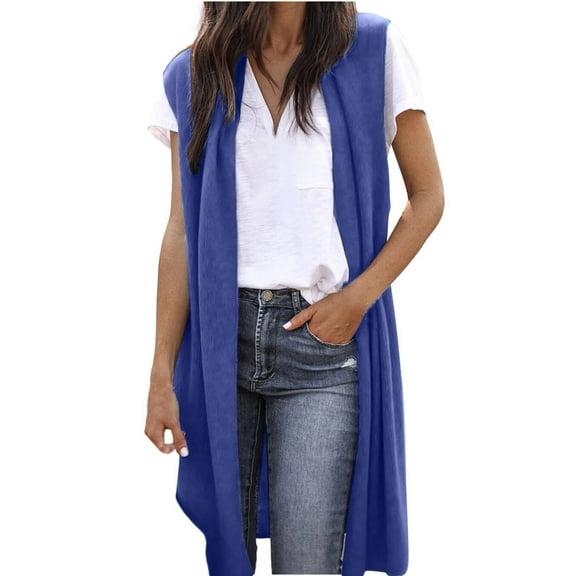 BSDJILFG Womens Cover Up Summer Casual Sleeveless Tank Loose Fit Lightweight Long Cardigan Flowy Vest Camisoles