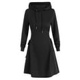 thumbnail image 1 of BSDJILFG Womens Hooded Dress Casual Drawstring Long Sleeve V Neck Slim Fit Short Sweatshirt Mini Dress Fall, 1 of 5