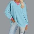 thumbnail image 1 of BSDJILFG Womens Oversized Sweatshirt 2025 Casual Crewneck Long Sleeve Colorblock Striped Pullover Tunic Tops Outfits, 1 of 6